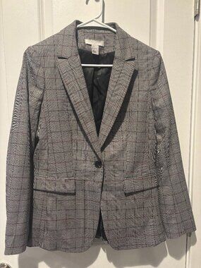 Pink and Grey Plaid Blazer H&M
